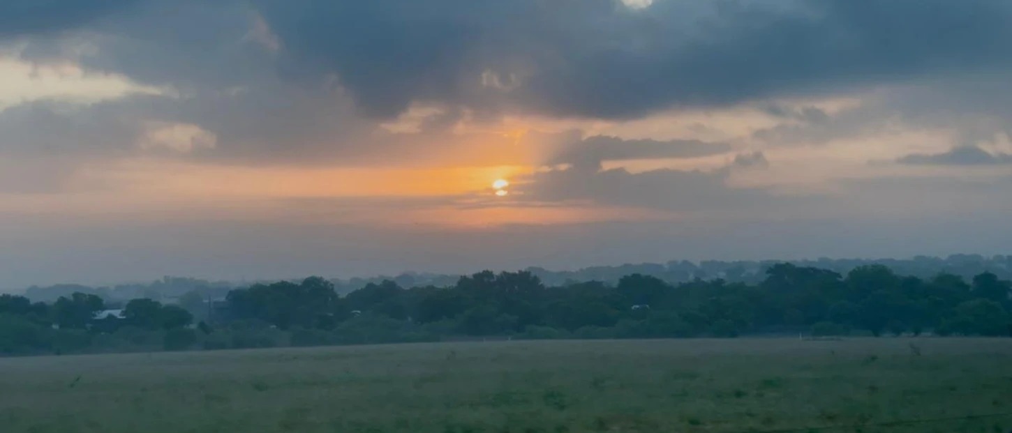 Sunrise over farmland near Warangal